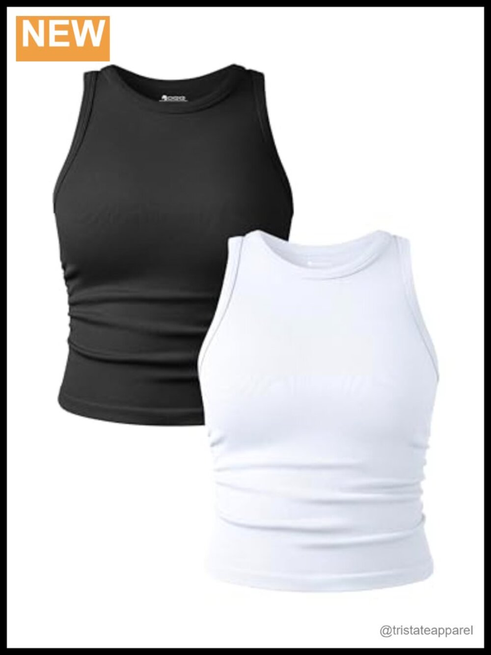 OQQ Women's 2 Piece Tank Tops Crew Neck Yoga Crop Camis